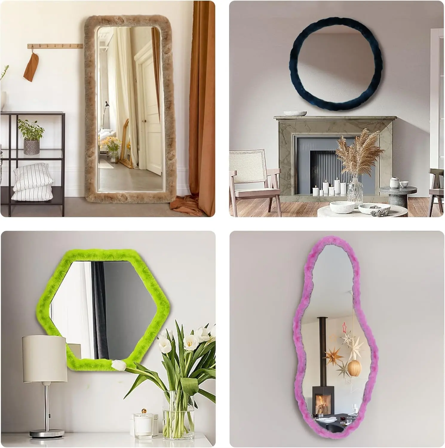 Plush Mirror Cover-64 inch x 21 inch full body mirror cover universal super soft non-slip cover gift for girls (mirror not inc Mirror Cover