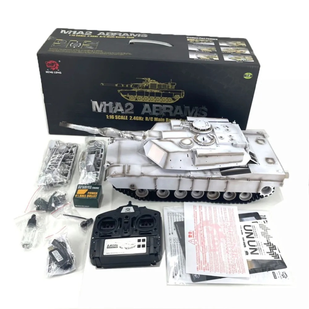 1:16 RC 탱크 헨글롱 TK7.0 메인보드 플라스틱 M1A2 에이브람스 3918 무선 조종 트랙형 자동차 배럴 리코일 BB IR 스틸 기어박스