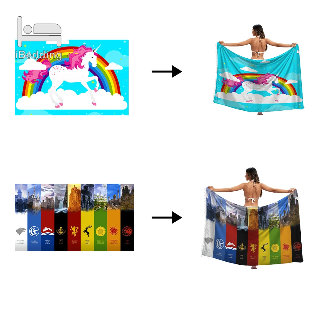 Custom Bath Tassel Towel Customized Printed Summer Travel Dress Beach Towels for Adult Yoga Mats DropShipping 2