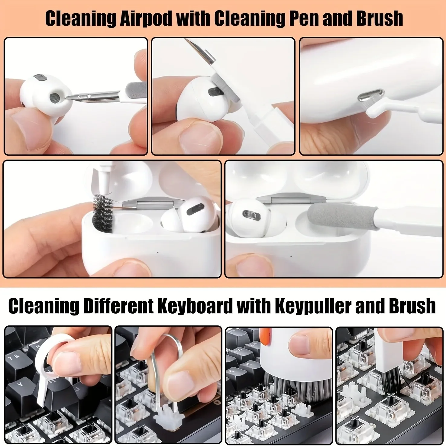 Multifunctional Tech Cleaning Kit with Precision Brushes and Wipes