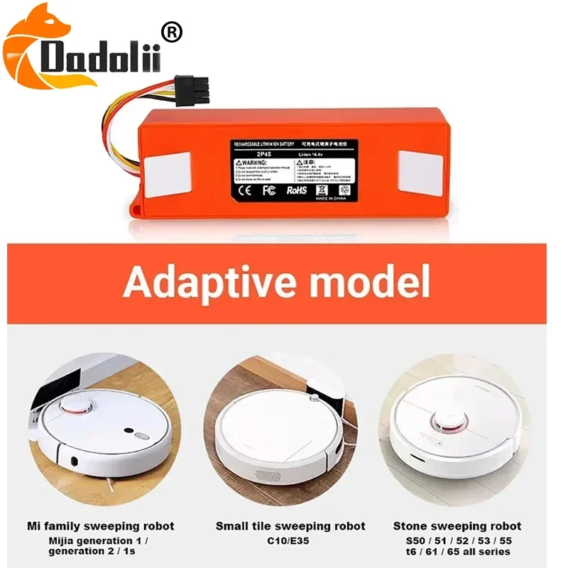 14.4V 5200-12800mAh Robotic Vacuum Cleaner Replacement Battery for Xiaomi Roborock S55 S60 S65 S50 S51 S5 MAX S6 Parts vacuum cleaner battery,battery replacement