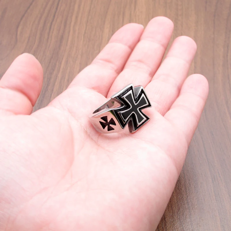 316L 스테인레스 스틸 빈티지 노르웨이 바이킹 손가락 북유럽 크로스 반지 실버 컬러 디자인 쥬얼리 남자 선물