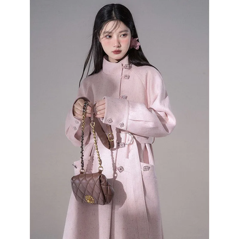 

2023 Autumn and Winter New Korean Edition Fashionable and Stylish, Loose and Versatile Medium length Woolen Coat