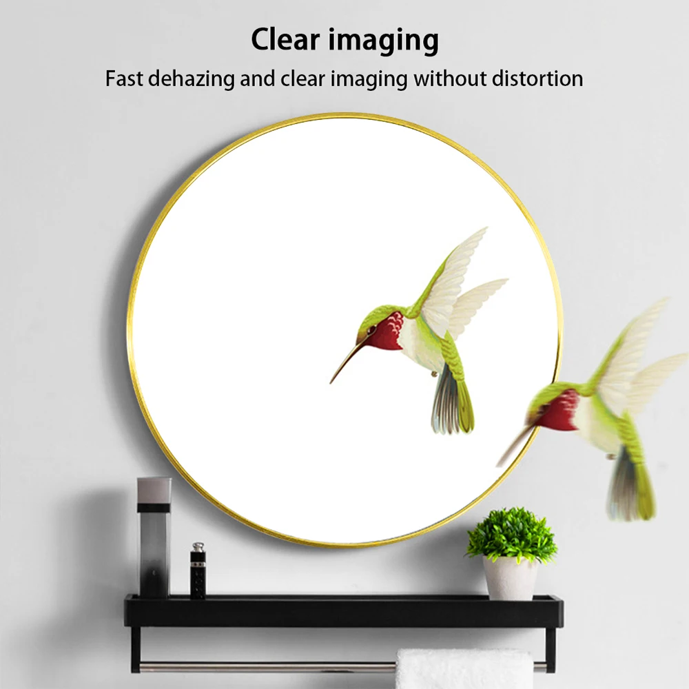 Modern Nordic round bathroom mirror wall mounted bathroom mirror, metal frame hanging makeup mirror