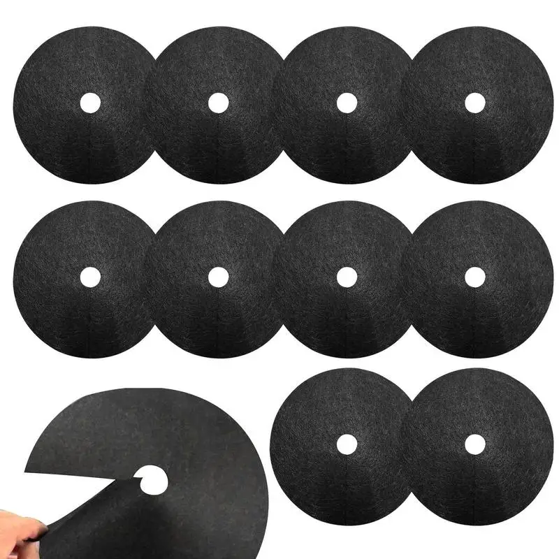 10pcs Non-Woven Tree Mulch Rings Round Anti Grass Tree Cover Degradable Plant Cover Growth Control Plant Root Protection