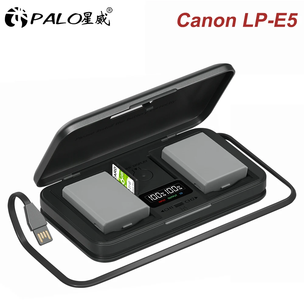 

1800mAh LP-E5 LPE5 LP E5 Camera Battery with Charger Case for Canon EOS EOS Rebel XS, Rebel T1i, Rebel XSi, 1000D, 500D,450D L50