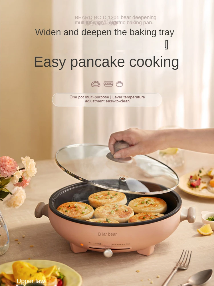 Bear Multicooker Electric Baking Pan Household Heating Griddle plus-Sized Large Deepening Non-Stick Small Electric Frying Pan mirascreen g9 plus 2 4g 5g 1080p 4k miracast dlna airplay tv stick wifi display dongle receiver for windows andriod ios