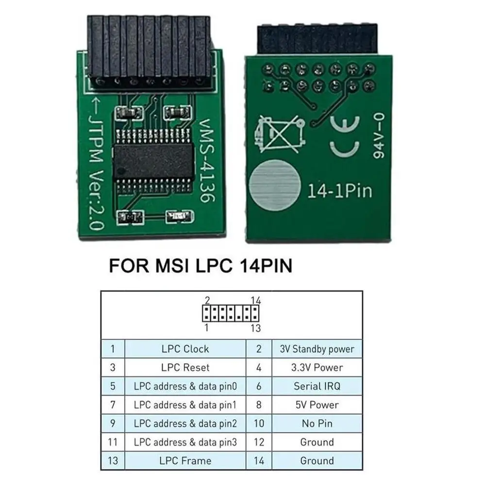 【Shop Now and Save】 Encryption Security Module Remote LPC Interface TPM 2.0 Supports Version 2.0 12 14 18 20-1pin Pin For Multi Brand Mothe.
