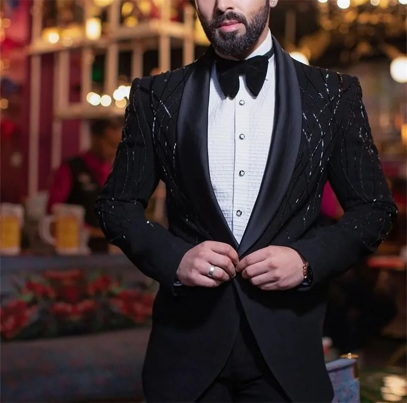 

Tailored Made Men Suit Set 2 Pcs Black Groom Wedding Tuxedo Blazer+Pants Spring Office Prom Dress Party Gown Jacket Coat
