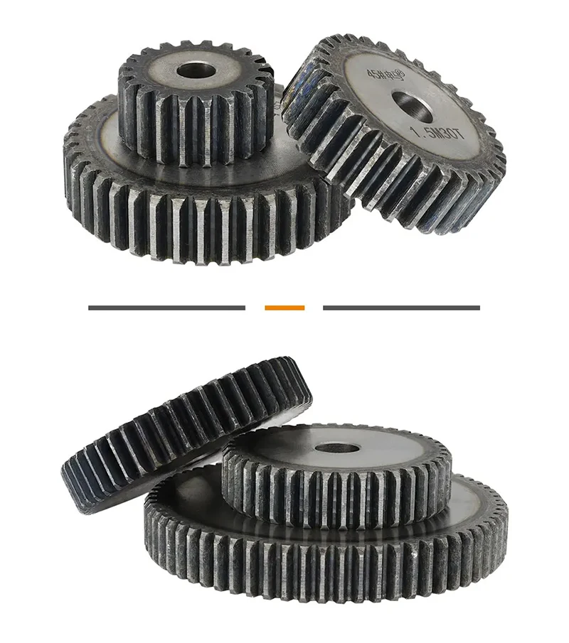 SC45 탄소강 스퍼 기어 2.5 모듈 12-100 톱니 고주파 담금질 25mm 높이 산업용 변속기 기어