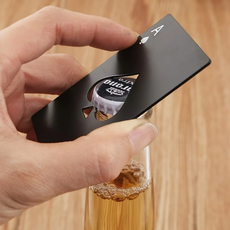 Poker Beer Bottle opener Creative Pocket Metal Multifunction Credit Card Bottle Opener Black Peach A Stainless Steel