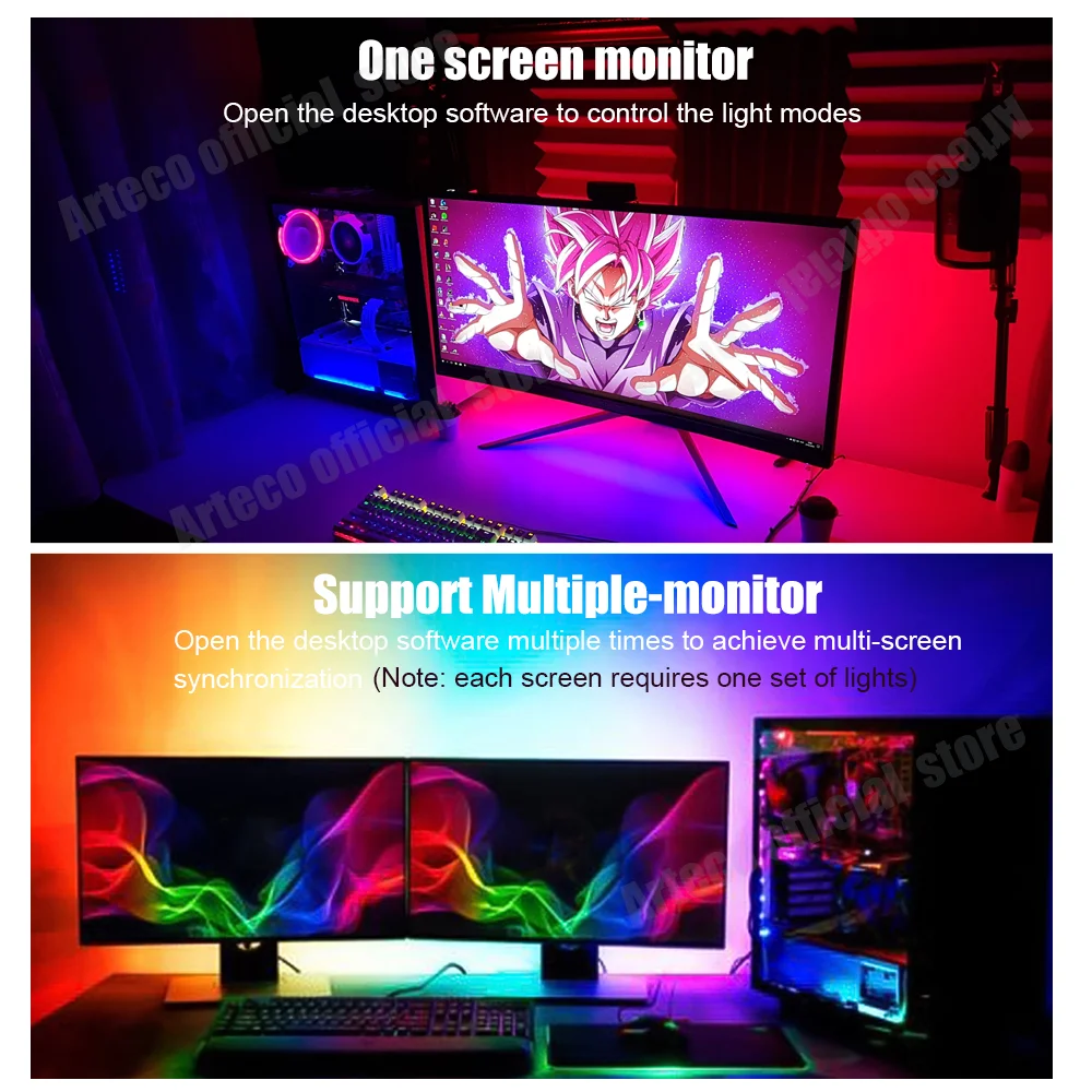 Rgb Led Lumières Bande Windows Moniteur