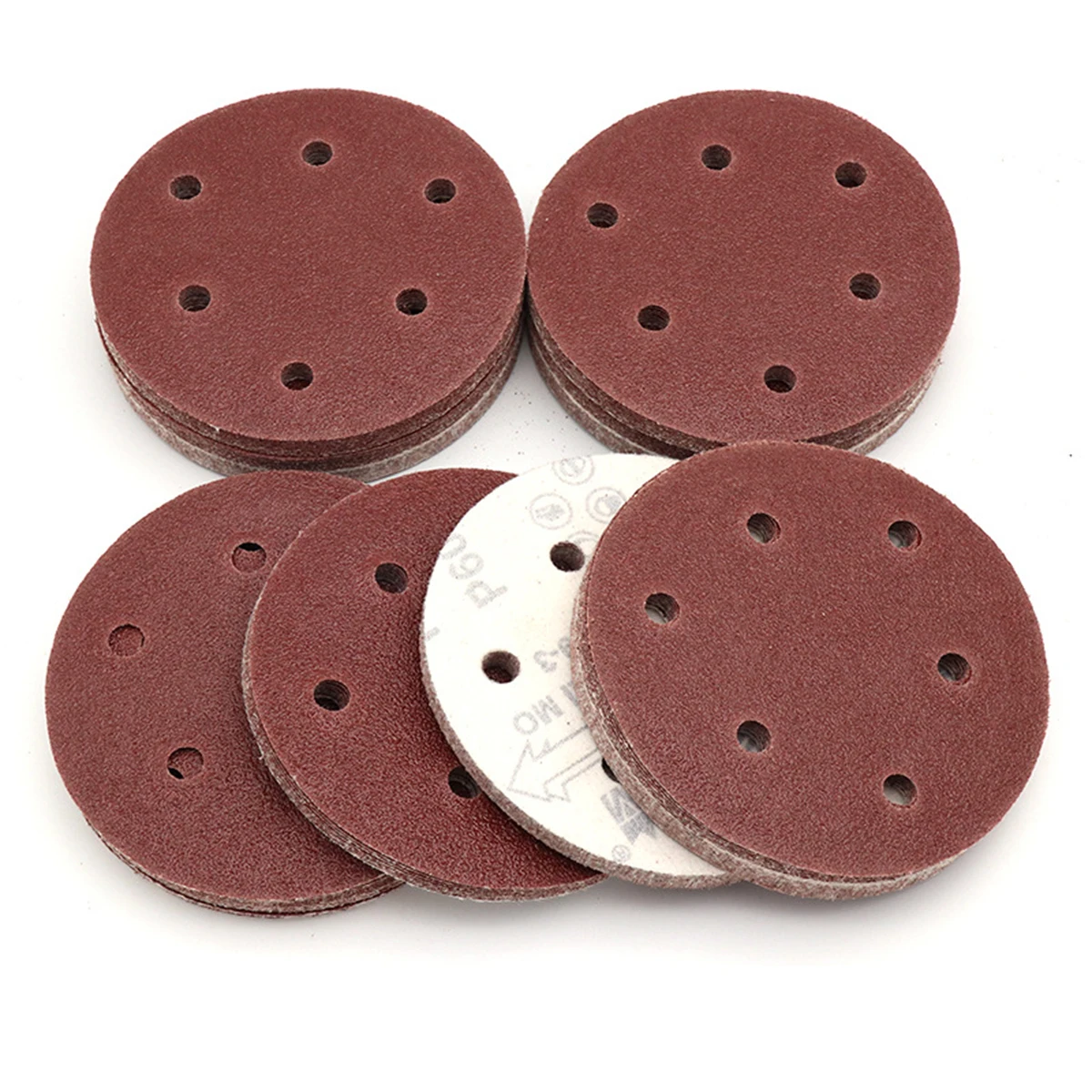 

5inch 6 Holes Flocking Sandpaper 125MM Sanding Discs 40-800 Grit Orbital Sander Hook and Loop Aluminum Oxide Sand Paper 1/3/5ps