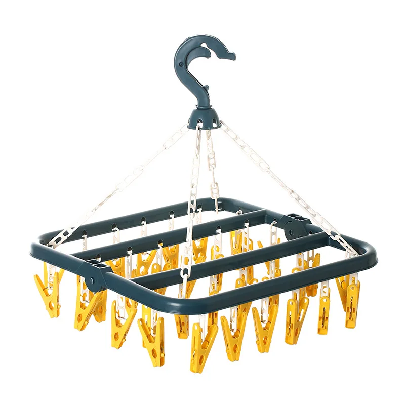 Plastic Drying Rack Simple Windproof Children's Multi Clip Sock Clip Hang Baby Diaper Holder Folding Storage Clothes Hanger 5