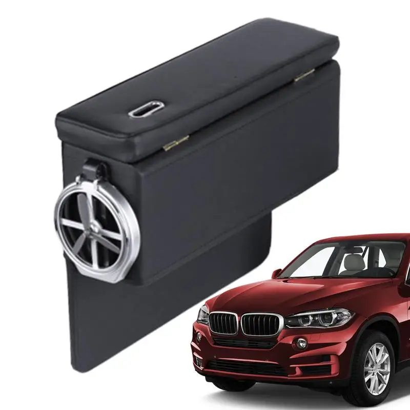 

Car Seat Organizer Front Seat Storage Box With Cup Holder Automotive Console Storage Case Drink Holder Universal Car Accessories