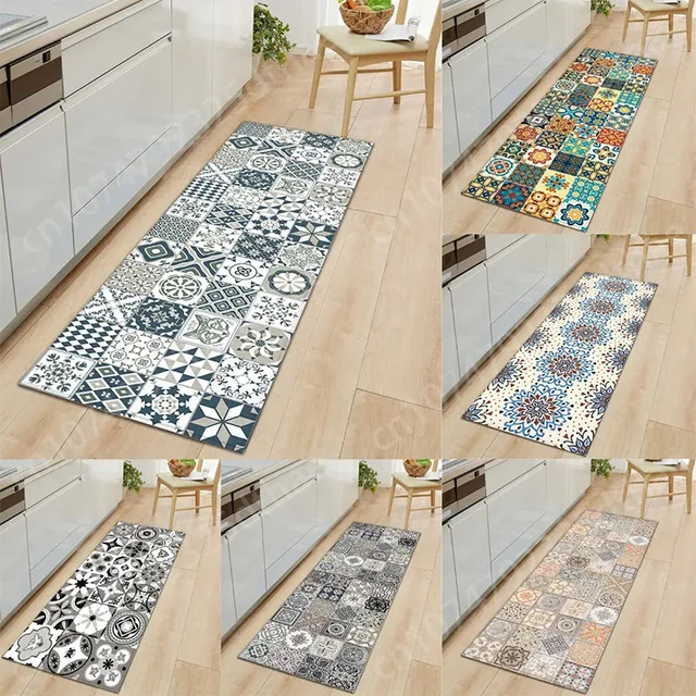 alfombras de cocina antideslizante alfombra cocina antideslizante lavable  Alfombra de estilo nórdico para habitación, tapete de cocina con estampado  geométrico, impermeable, para puerta de entrada, decoración del hogar -  AliExpress