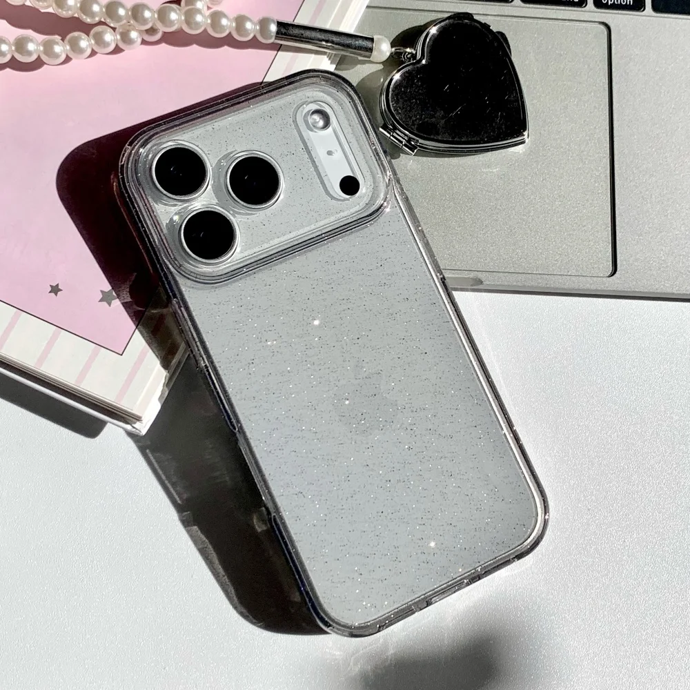 Luxury Bling Glitter Clear Shockproof Armor Case with Transparent Lens Protection