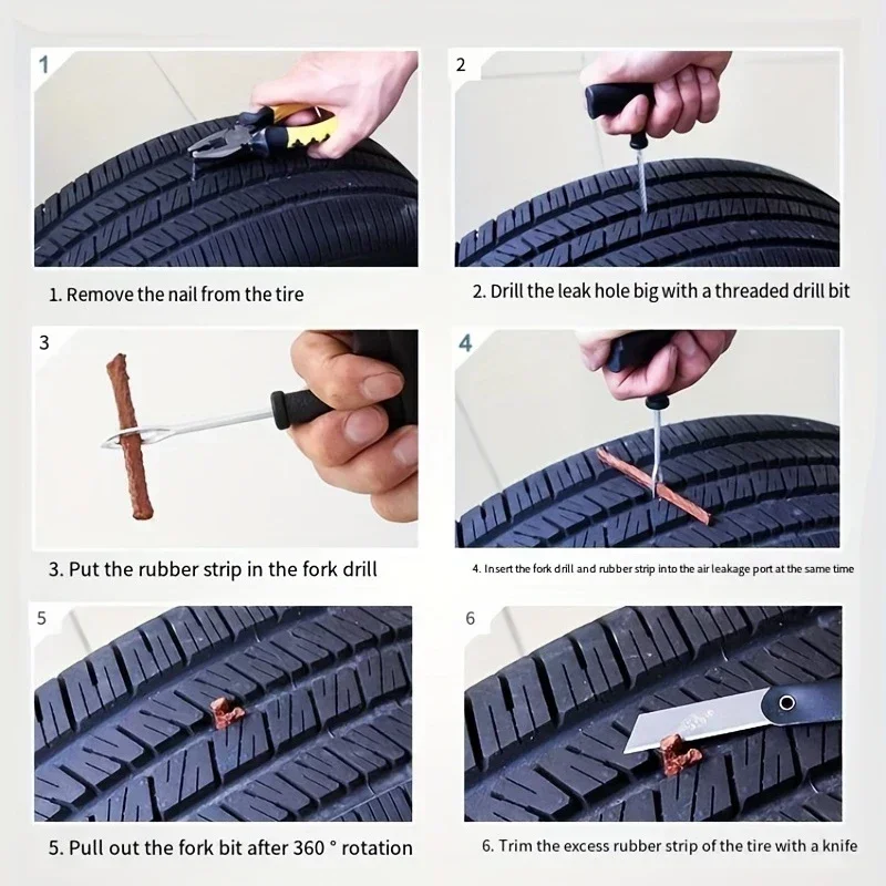 Car Tire Repair Tools Kit Rubber Strips Tubeless Tyre Puncture Studding Plug Set Truck Motorcycle Auto Accessories tire repair kit