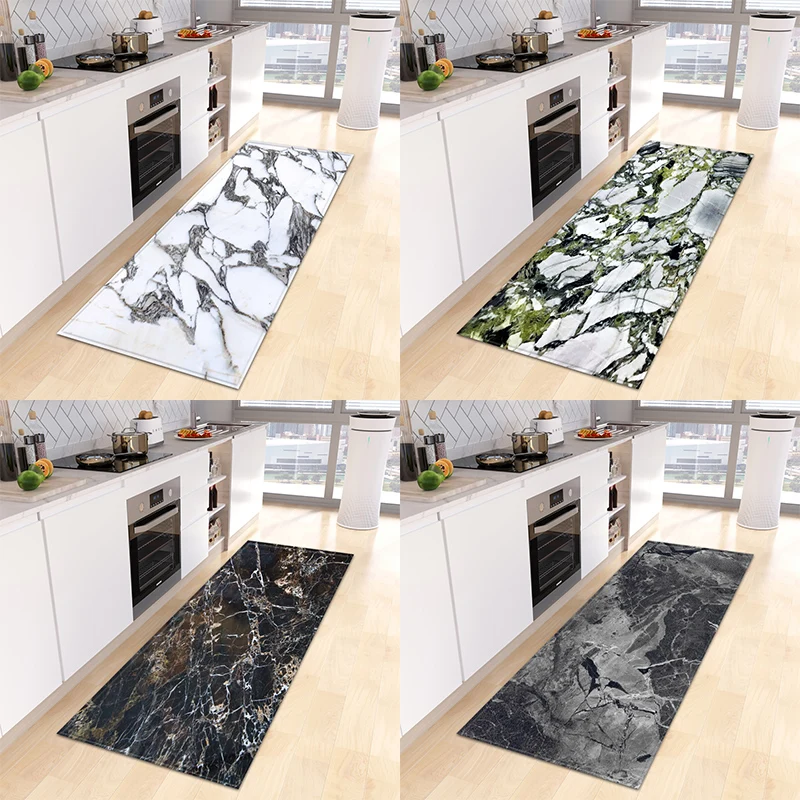 

Marble Print Kitchen Mat Entrance Door Bathroom Balcony Living Room Corridor Bedroom Floor Non-Slip Home Decor