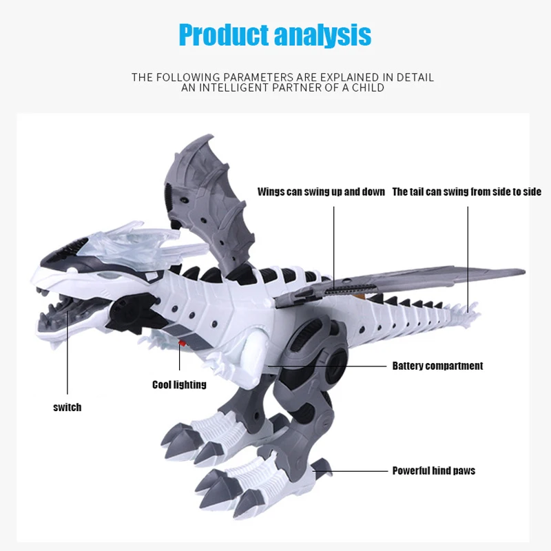 Spray Jurassic Dinosaurs Robot Mechanical Animal Model  Dragon Velociraptor Intelligent Walking Toys Gifts For Children 4