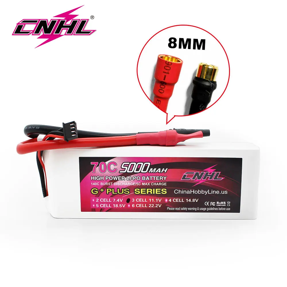 1/2 шт. CNHL Lipo 3S 11 1 В аккумулятор 5000 мАч 70C G + Plus с 8 0 мм пулевидной вилкой для