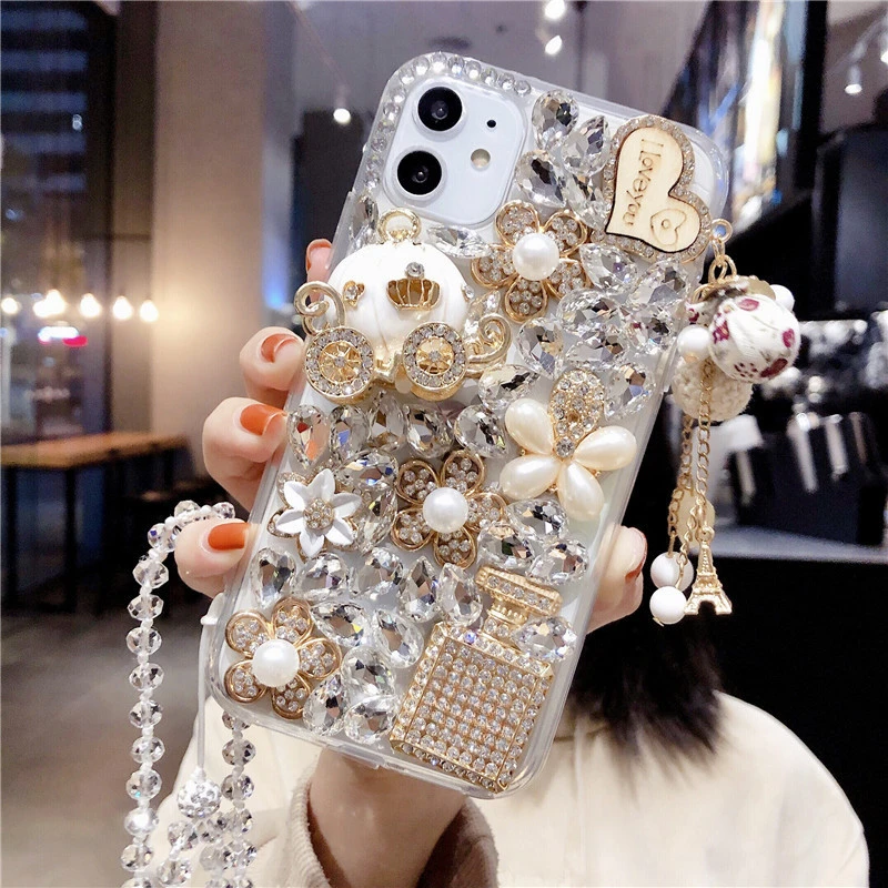 

Luxury Color Bling Diamond Flower Crystal Stone Phone Case for iPhone, 14 Plus, 13Pro, 12 Mini, 11 Pro MAX, X, 15, XR Rhinestone