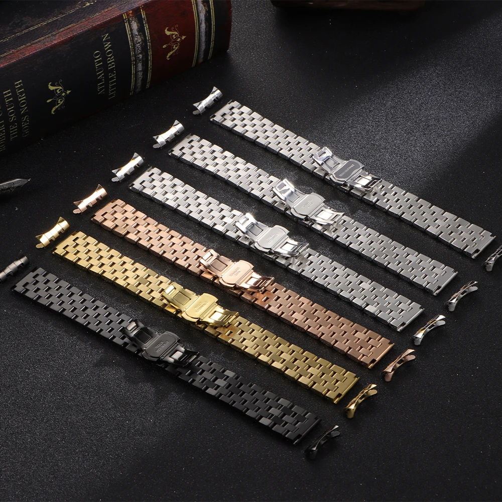 Elegant Curved End Stainless Steel Wrist Band for Men - Universal Fit Bracelet