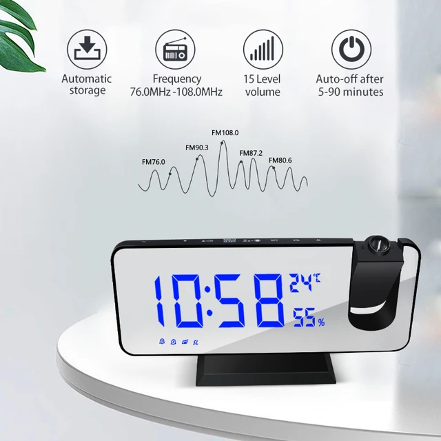 Led Digitális Ébresztőóra Asztalnézet Nézze Meg Az Elektronikus Asztali Órákat Usb Wake Up Fm Rádiós Idő Kivetítő Szundi Function 2 Riasztás - Image 6