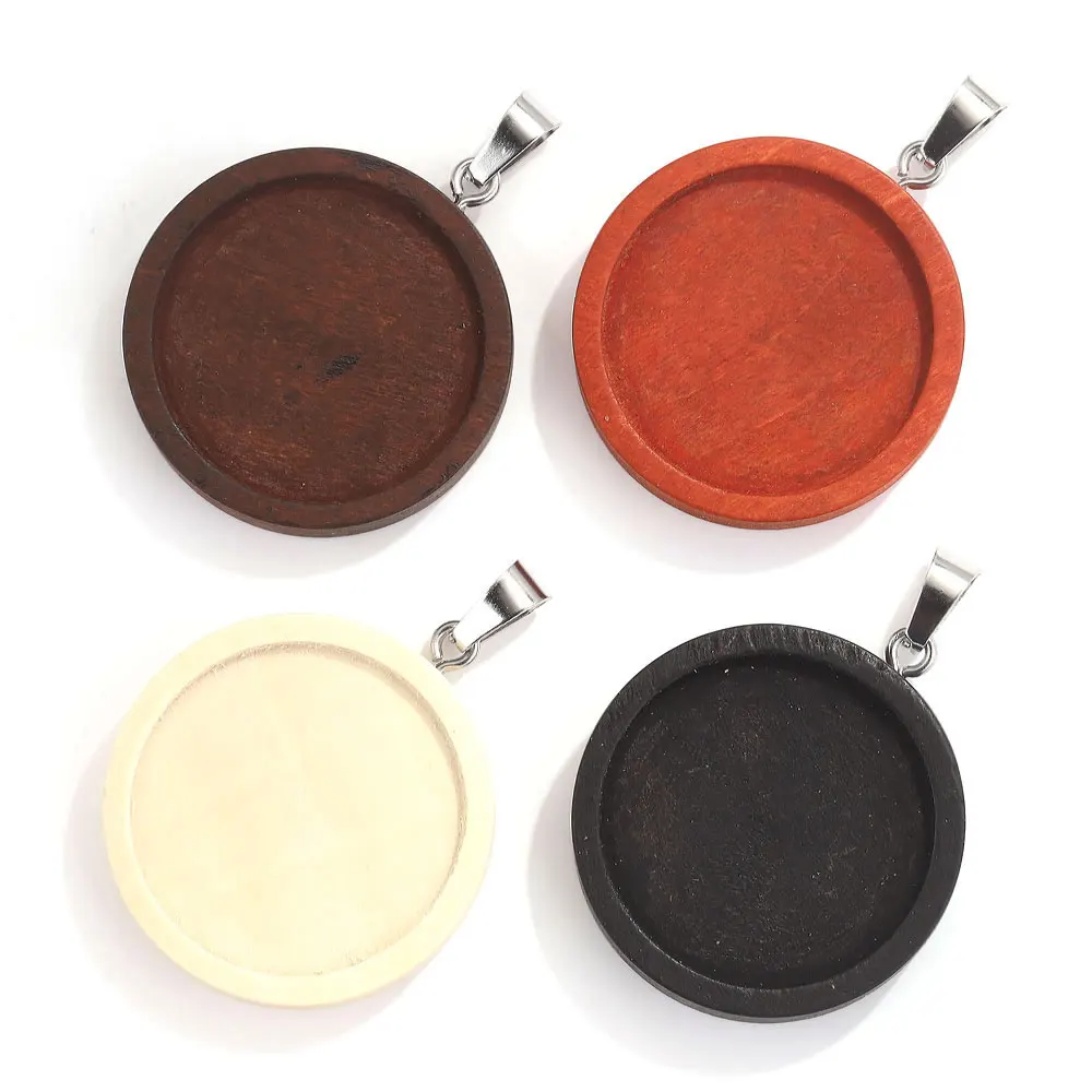 10 stücke Holz Runde Cabochon Basis Tablett Einfassungen Blank Einstellung Für Schmuck Machen Cabochon Cameo Schmuck Charms Harz Blank Diy – Detail 1