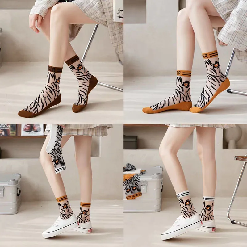 

Spring and summer card silk socks thin crystal socks Japanese transparent glass silk women's socks cotton bottom