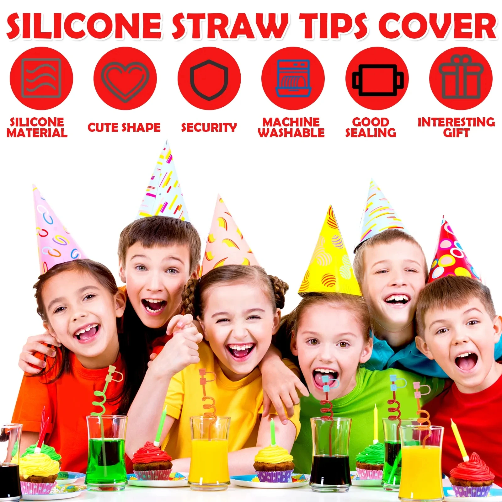 Silicone Straw Tips Cover Reusable Straw Tips Lids Colorful Plug Dust-Proof Drinking Cover Portable Silicone 24Pcs straw covers,straw lid