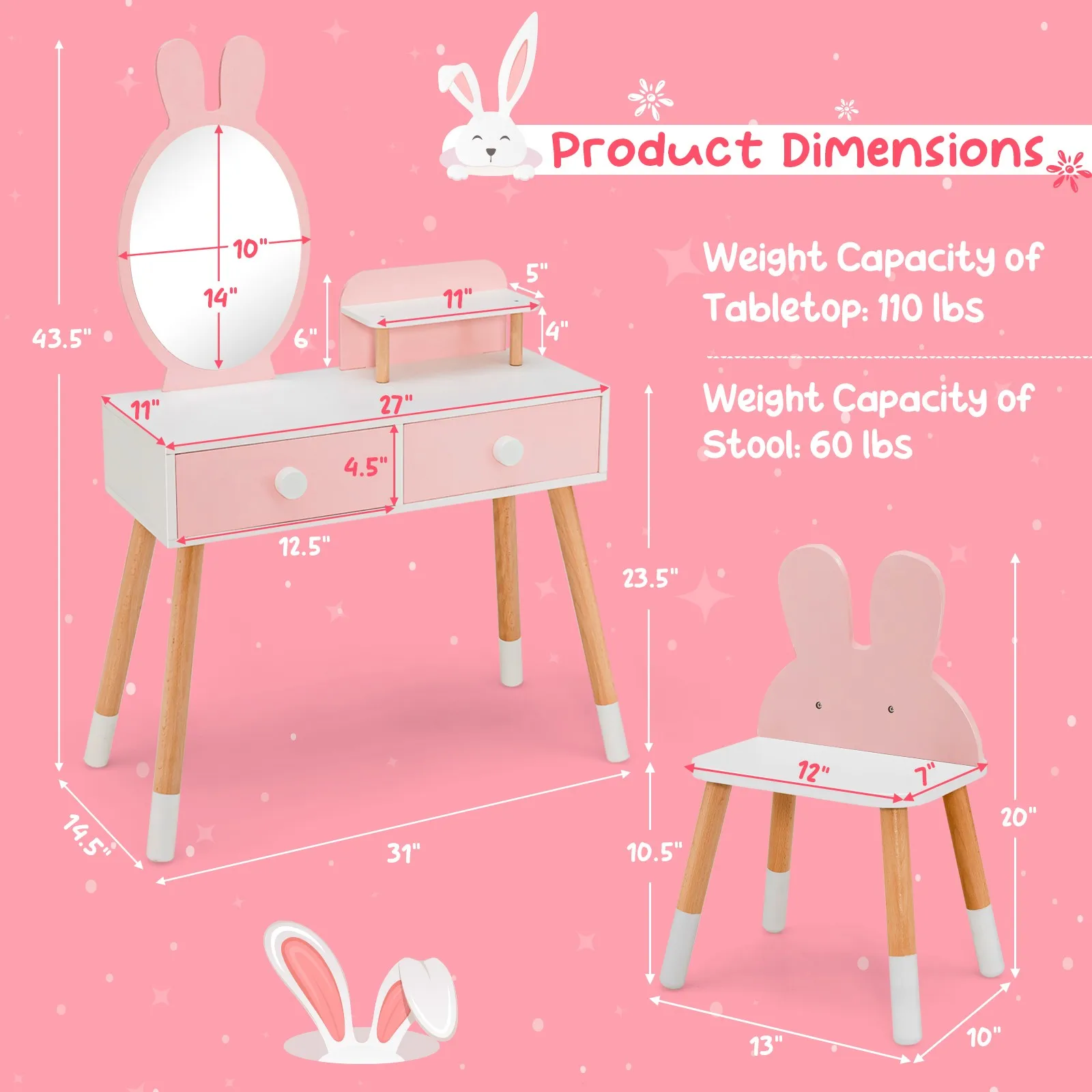 Kids Vanity Table Set 2