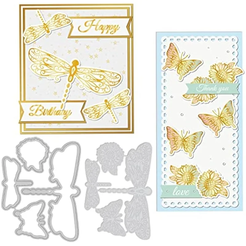 Set Stencil Trasparenti GLOBLELAND A Tema Insetti | Farfalle, Scarabei, Libellule | Per Scrapbooking, Biglietti, Goffratura, Pittura
