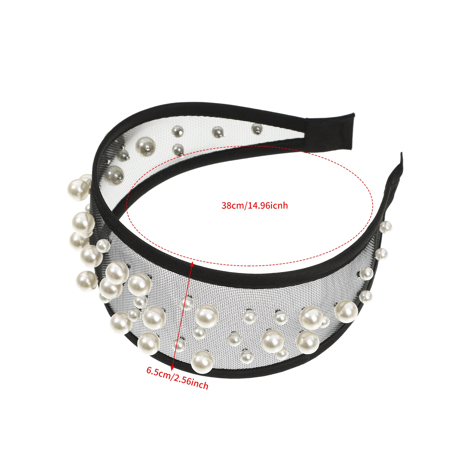 Fashion Pearl Mesh Wide Headband For Women Girls Vintage Elegant Hair Accessories Hair Bands Shopping Party Travel Headwear