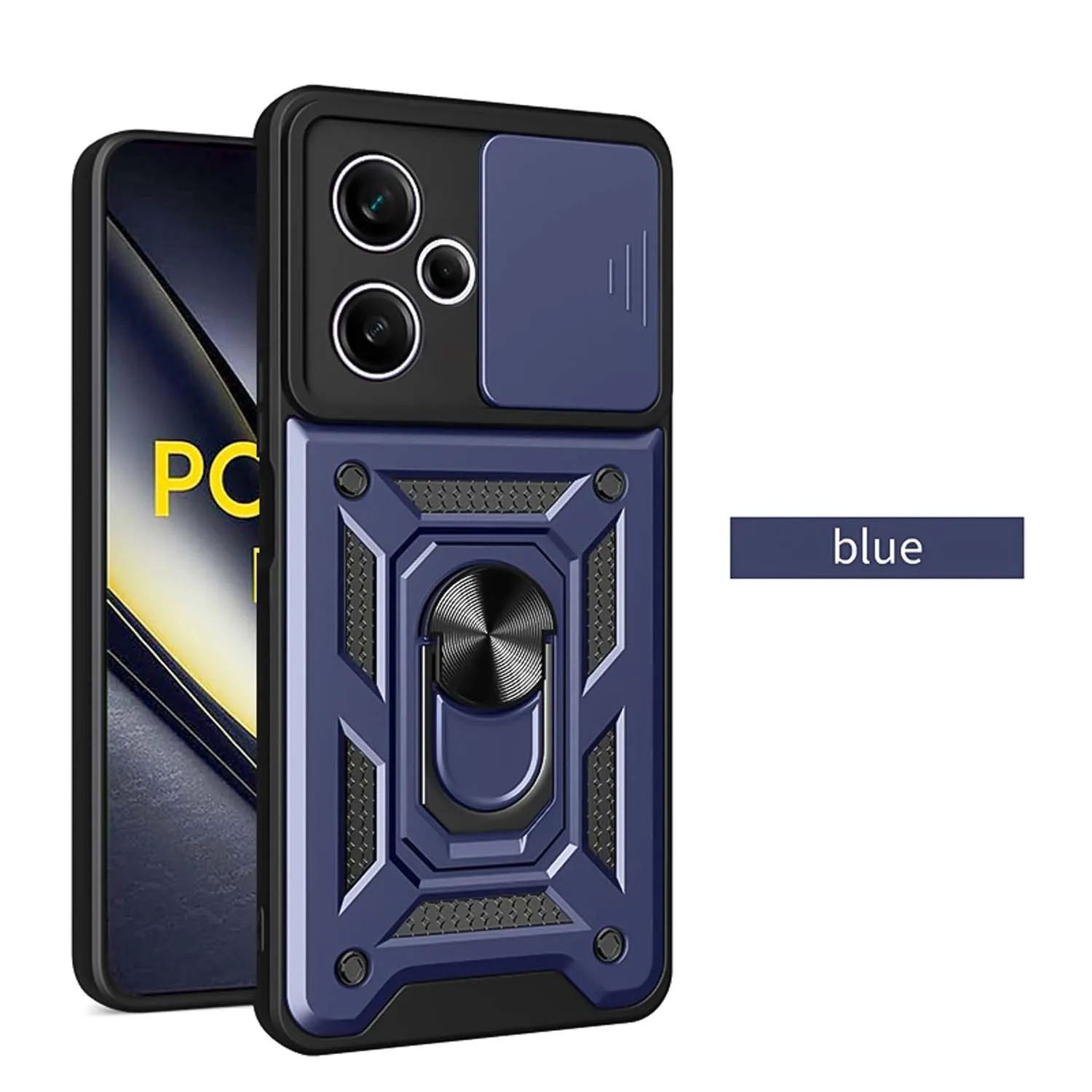 Shockproof Armor Phone Case with Car Holder and Camera Lens Protection