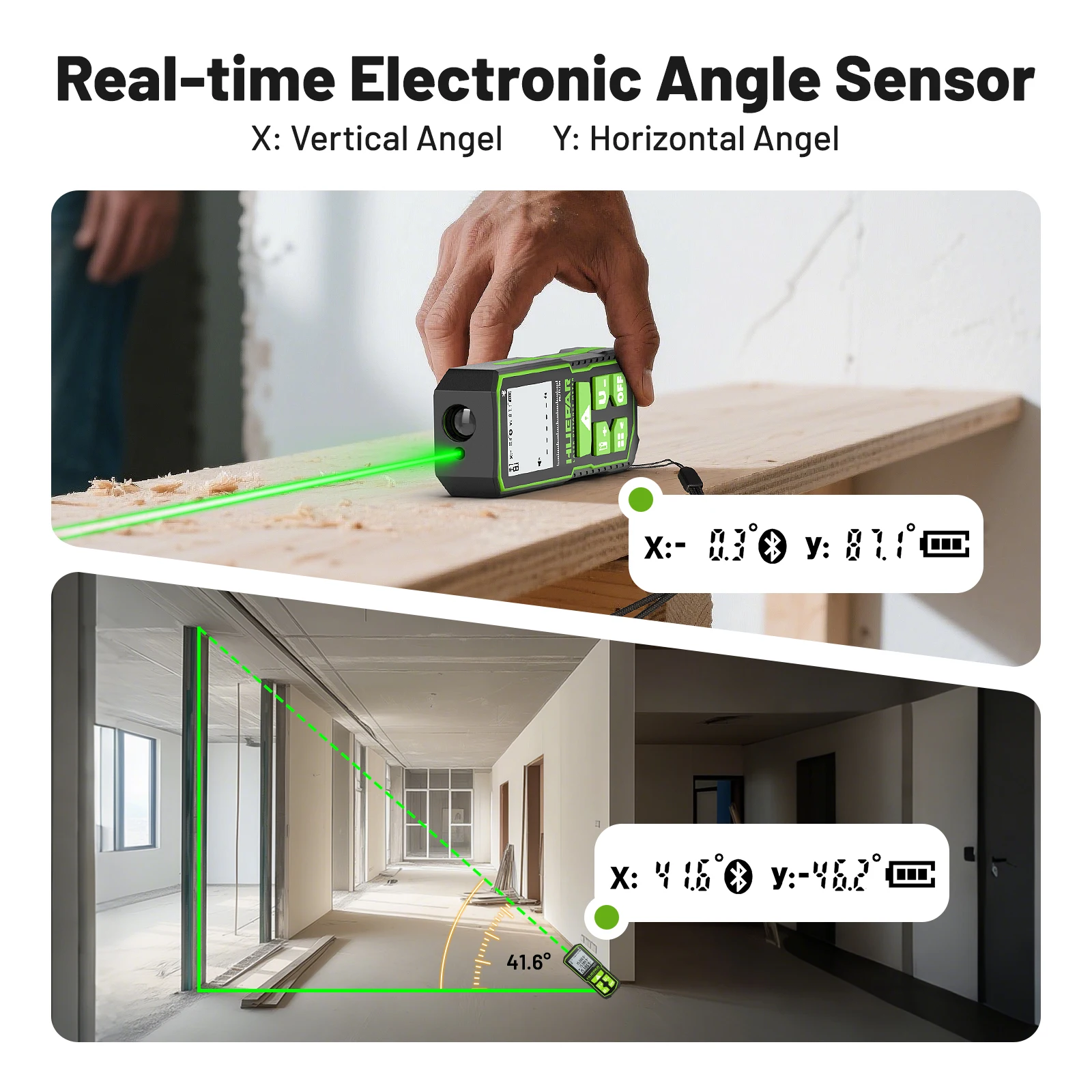 60M 1/16in Accuracy Laser Distance Measurement Tool Bluetoothed Green Laser Meas