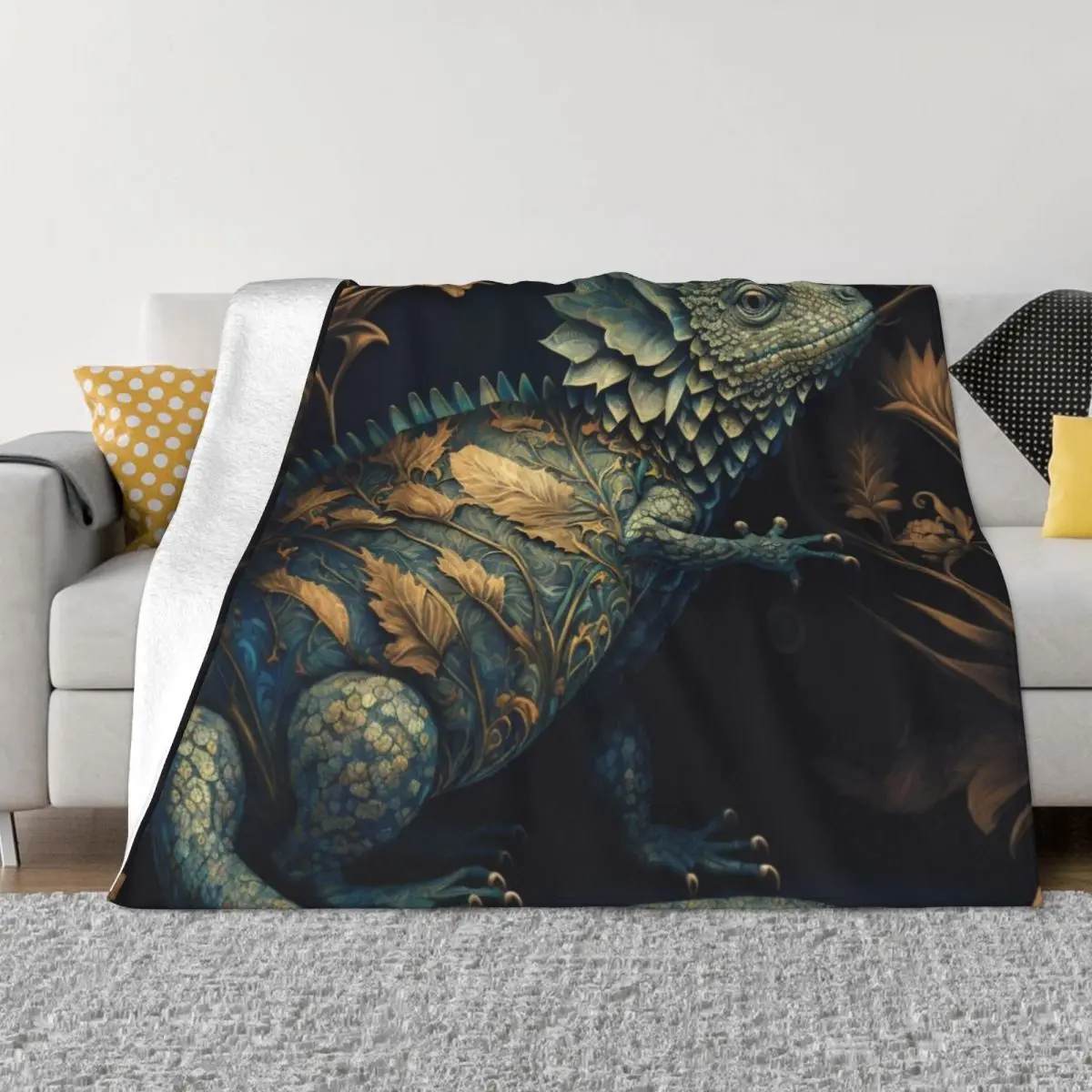 

Leaf lizard Throw Blanket Nap Travel Flannel Fluffy Shaggy Blankets