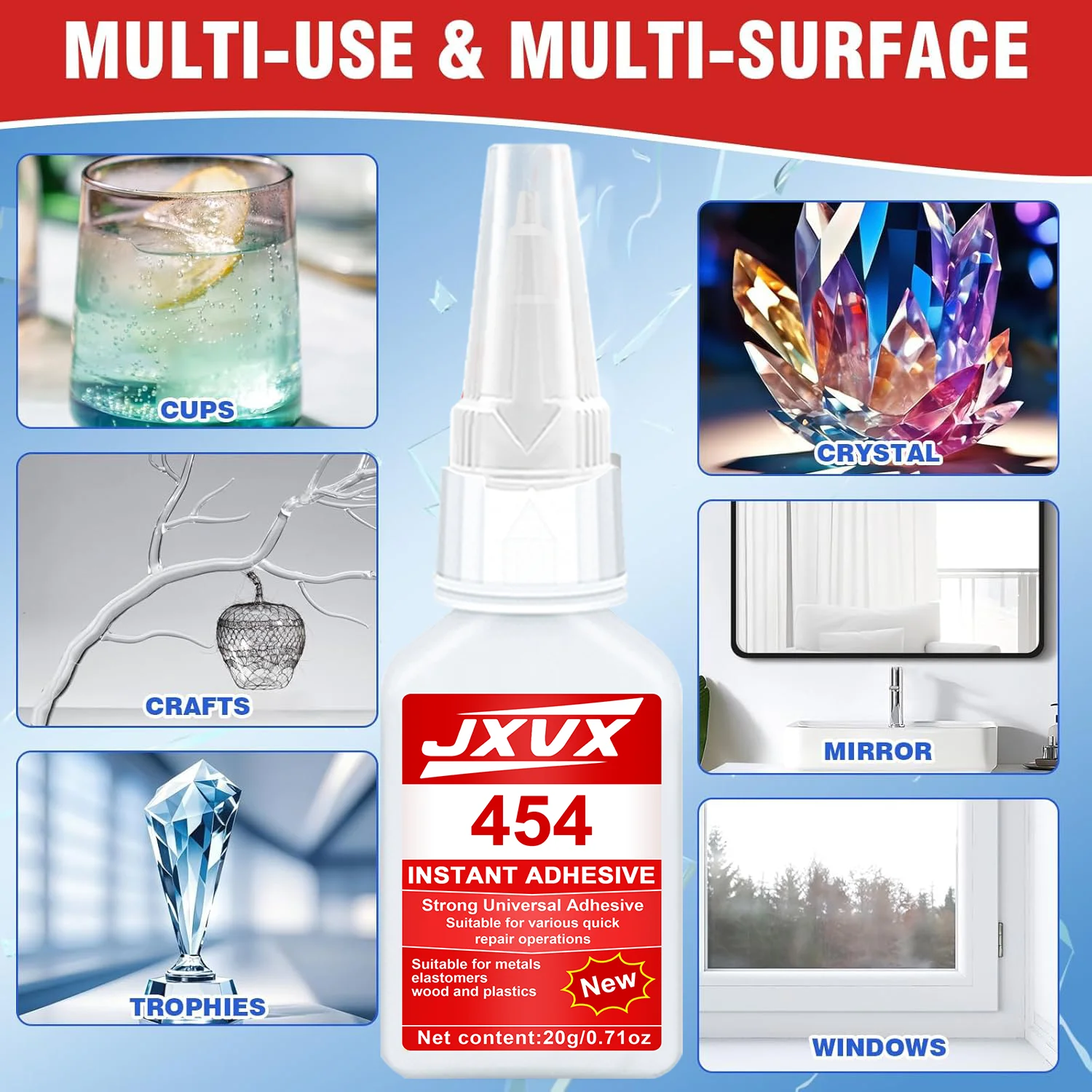 กาวซุปเปอร์กลู ยี่ห้อ Universal แห้งเร็ว เป็นกาวติดแน่นชนิดแห้งเร็ว ใช้สำหรับซ่อมรอยแตกบนกระจกหน้ารถ คริสตัล แจกัน เรซิ่น กระจก และหน้าต่างได้อย่างรวดเร็ว 1
