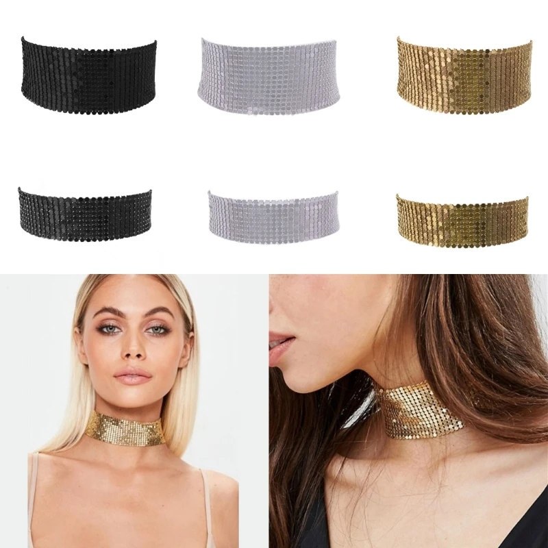 GIGB PBDK Collana girocollo a strati con strass neri per donne, impilabile scintillante cristallo CZ lungo Y Statement Choker minimalista collana formale matrimonio ballo di fine anno, Grande, Metallo