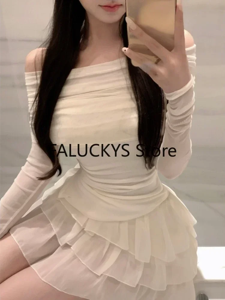 2023 Autumn Sweet 2 Piece Set Office Lady Casual Outwear Elegant Blouse + Women Evening Party Slim Mini Skirt Korean Fashion