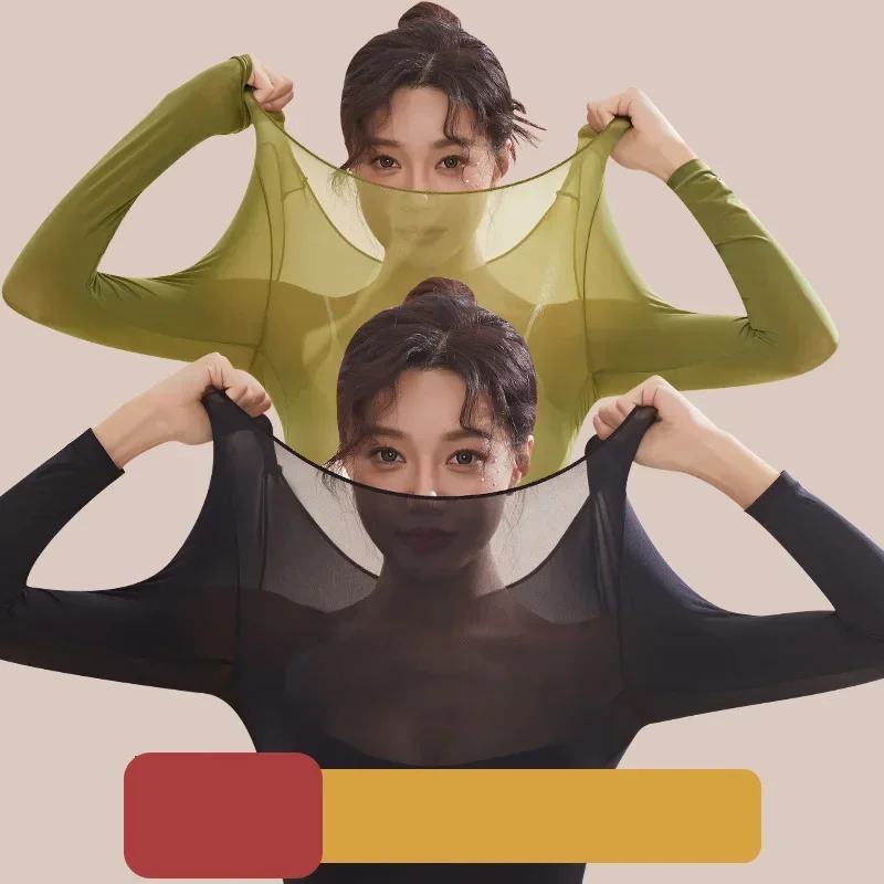 Ultra Thin Seamless Thermal Underwear Set Women Winter Warm Bottoming Tops Long Johns Highly Elastic Thermal Skin L-XL 2Pieces thermal underwear sets