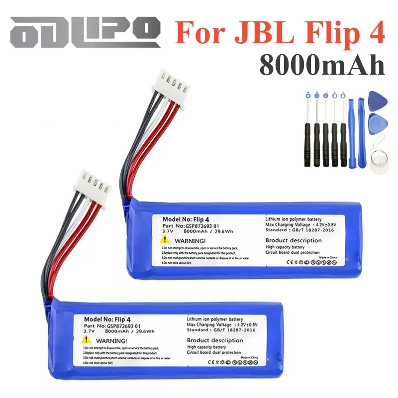 Rechargeable Battery 3.7v Battery For JBL Flip 4 Flip4 8000mAh Rechargeable Battery GSP872693 01 For JBL Speaker Flip 4 Flip4 Special Edition