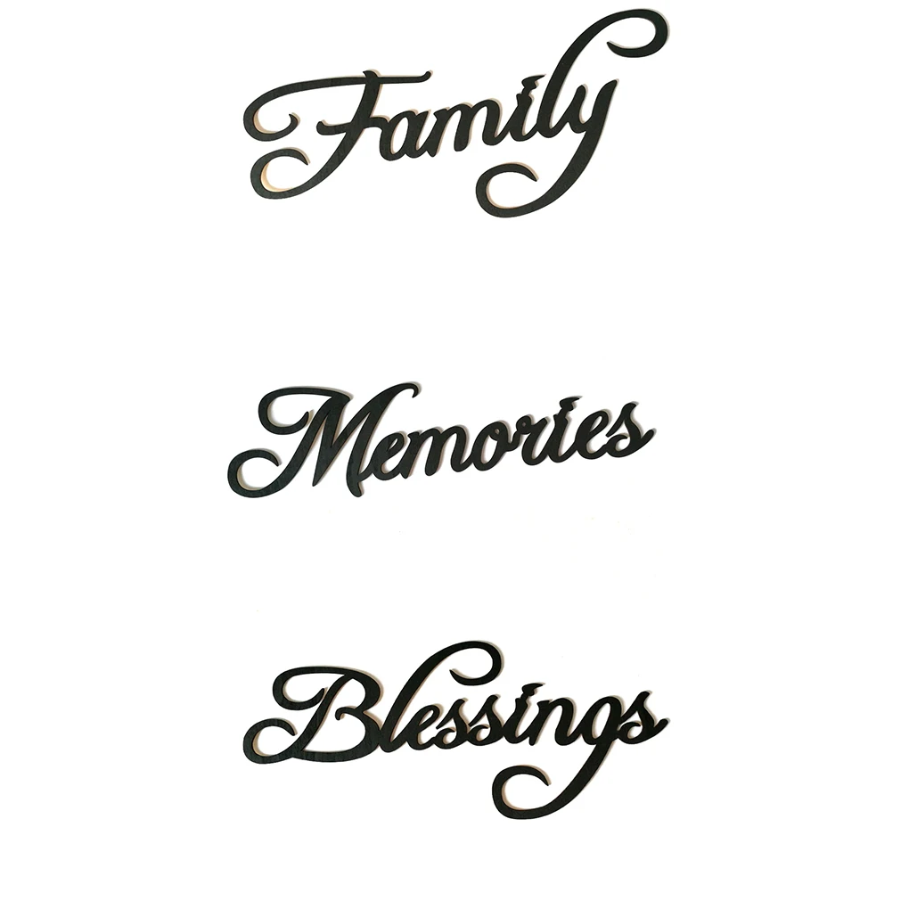 Family Memories Blessings Letter Wooden Wall Sticker Wood Hanging Sign Word DIY Home Bar Decoration Ornament