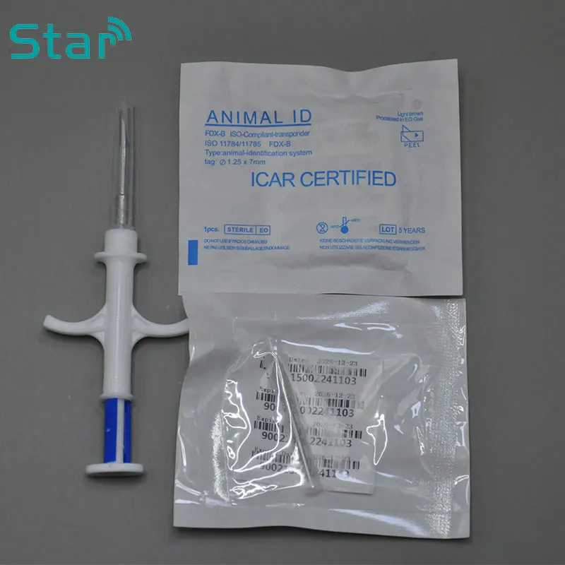 Recycle Plastic Injector 1.4x8mm Separated Needle Microchip Syringe Chip FDX-B Pet ID Tag 134.2KHz Animal Injector Matching