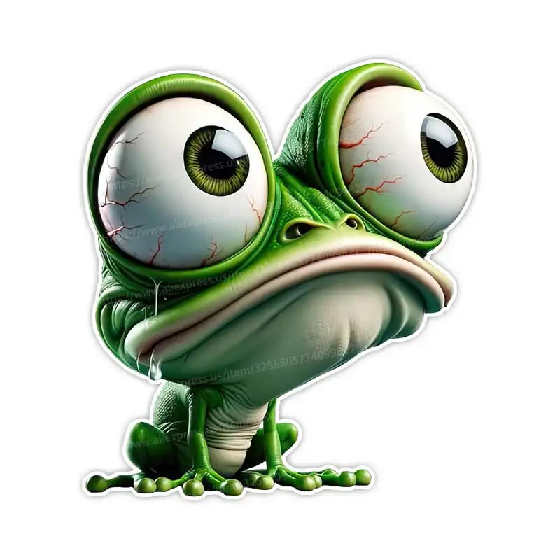 Funny Cartoon Animals Big Eyes Frog Wall Stickers For Bathroom Toilet Refrigerator Home