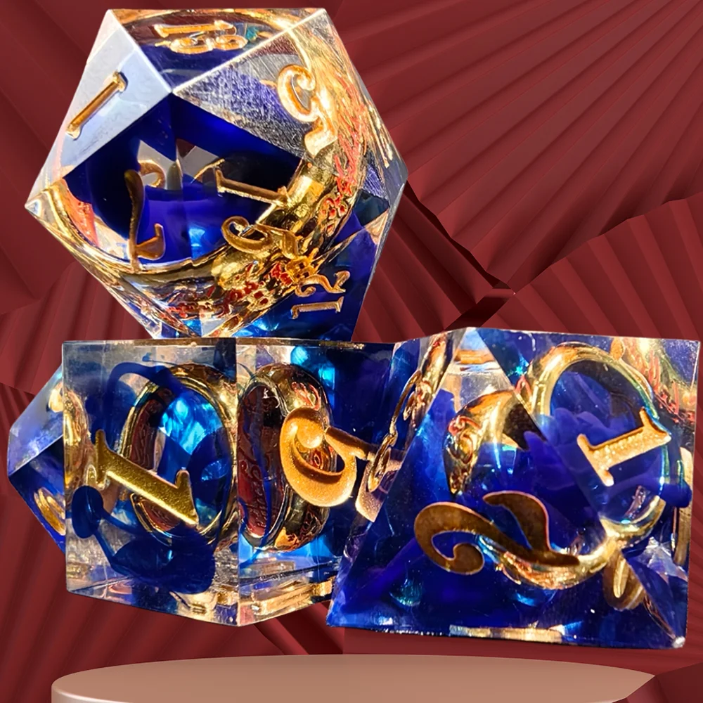Dnd Handmade Resin Dice Sharp Edge Polyhedral Dice D+D Dice Set For Dungeon and Dragon Pathfinder Role Playing Game(RPG)/MTG D&D 5