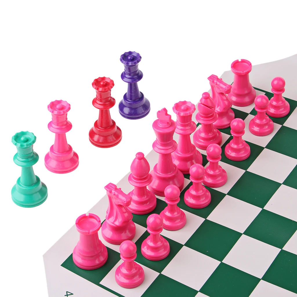 Traditional 4 Player Chess Board Chessman Set-Travel Game Toy