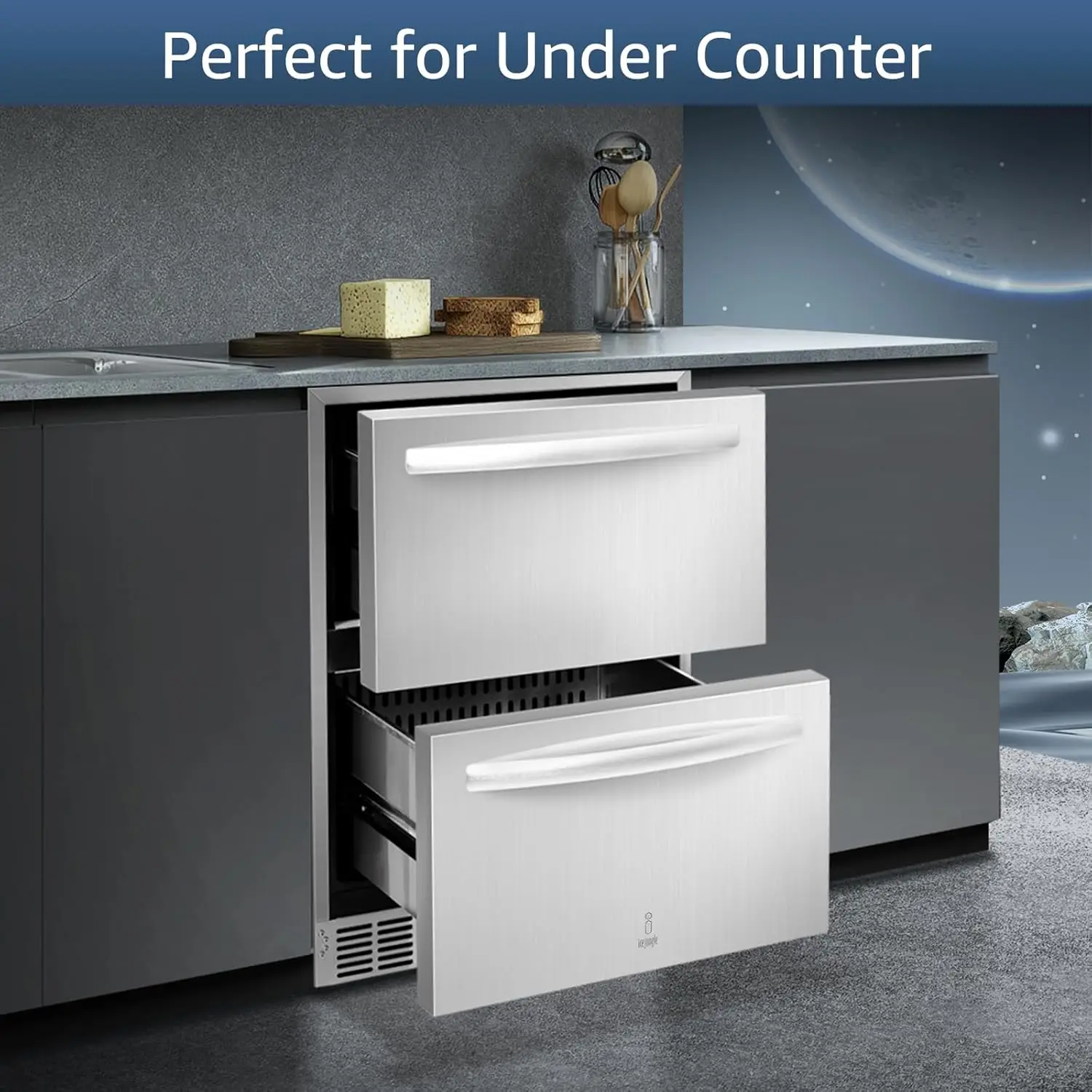24 inch Refrigerator, Outdoor Fridge for Patio, Wine and Beverage Refrigerator, Drawer Refrigerator Under Counter