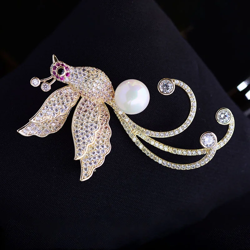 Pearl Brooch Pin Sparkling Sapphire Formal Accessory Elegant Pearl  Accessories for Women Exquisite Wedding Brooch 