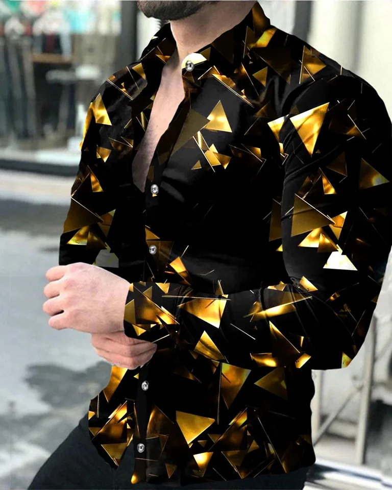 Long Sleeve Gold Button Up Dress Shirt 2023 Men's Party Casual Shirt Luxury Social Men's Shirt Long Sleeve Gold Button Up Dress Shirt 2023 Men's Party Casual Shirt Luxury Social Men's Shirt